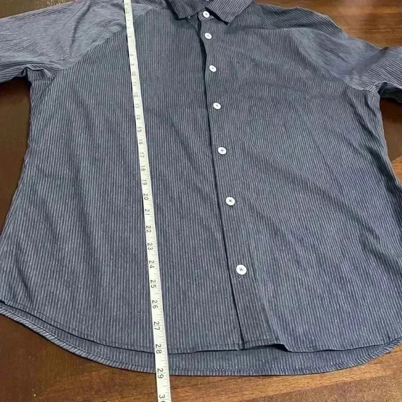 Lululemon Shirt Men's medium Long Sleeve Button Up Blue Striped - Picture 7 of 7